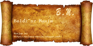 Belász Maxim névjegykártya